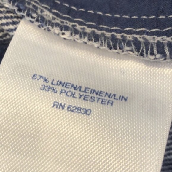 Land’s End chambray linen blend blue pull on elastic waist pants pockets SZ 6 - Picture 6 of 10